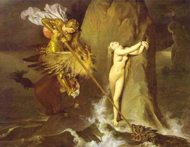 Jean Auguste Dominique Ingres Roger Delivering Angelica. Sweden oil painting art